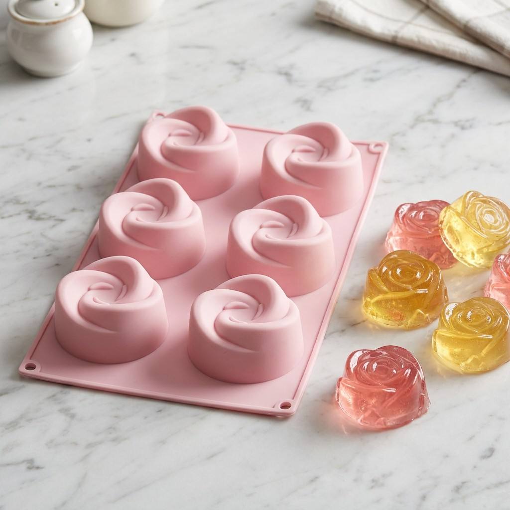 Soap Mold Silicone Loaf - Food Grade 6-Cavity Rose Flower Silicone