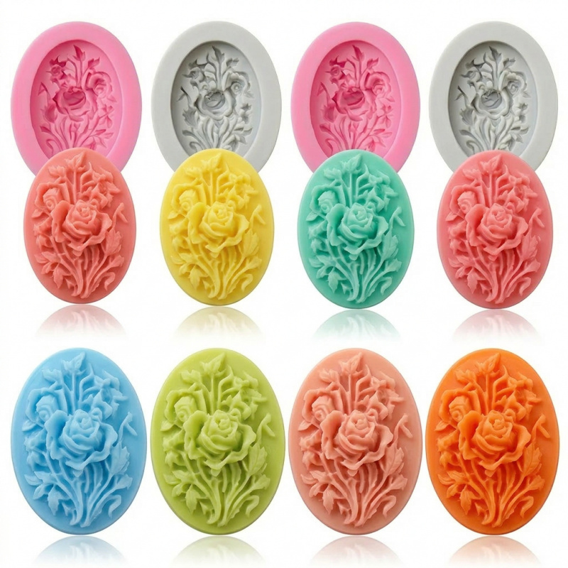 Soap Making Party - 4 Silicone mold with flower shape，Easy-to-demold